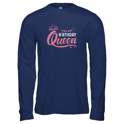 Birthday Queen Happy Party-T-Shirt & Tank Top-Long Sleeve T-Shirt-Navy