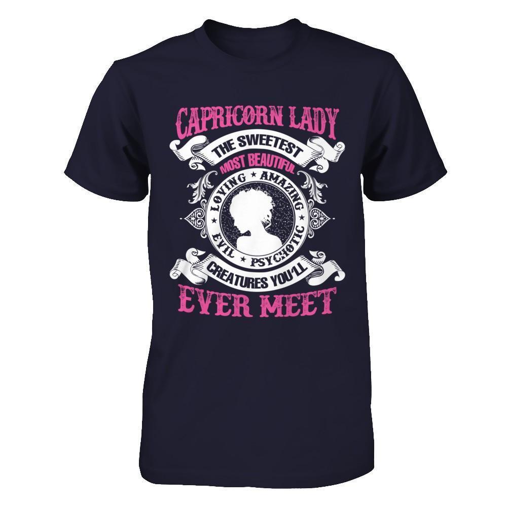 Capricorn Lady The Sweetest Most Beautiful Love Amazing-T-Shirt & Hoodie-Premium T-Shirt-Midnight Navy
