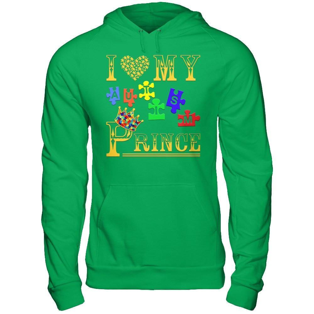 I Love My Autism Prince-T-Shirt & Hoodie-Pullover Hoodie-Irish Green