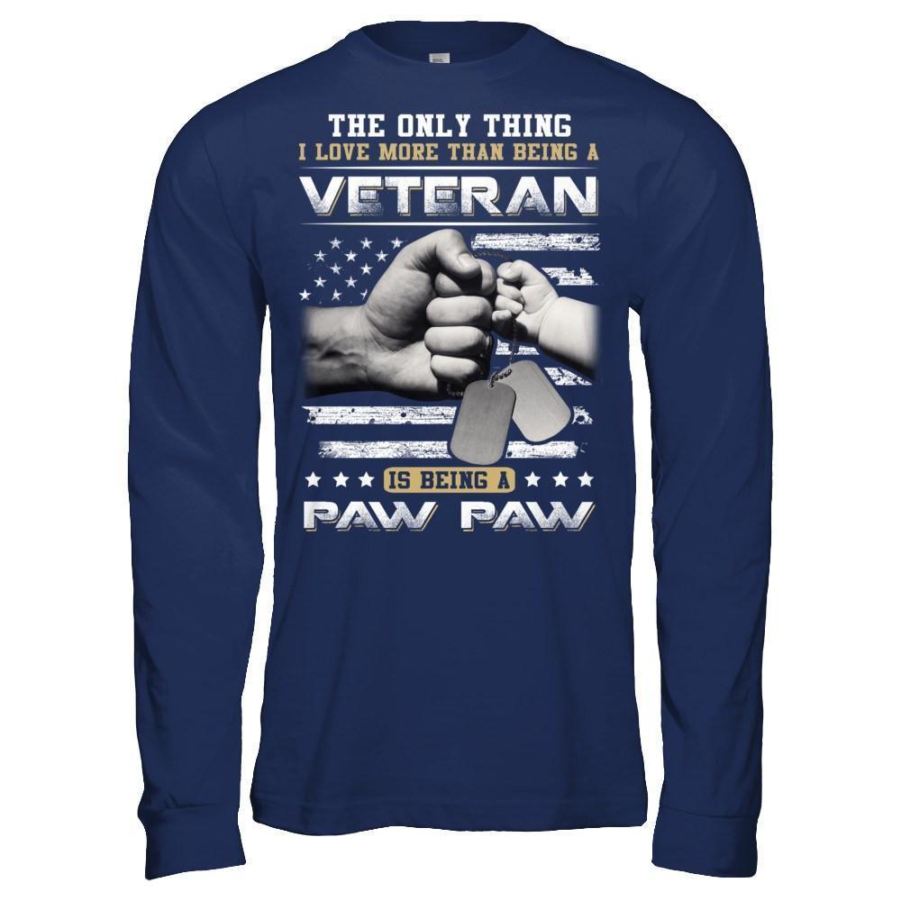 I Love More Than Being A Veteran Is Being A Paw Paw-T-Shirt & Hoodie-Long Sleeve T-Shirt-Navy