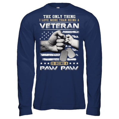 I Love More Than Being A Veteran Is Being A Paw Paw-T-Shirt & Hoodie-Long Sleeve T-Shirt-Navy