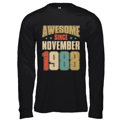 Vintage Retro Awesome Since November 1988 33th Birthday-T-Shirt & Hoodie-Long Sleeve T-Shirt-Black