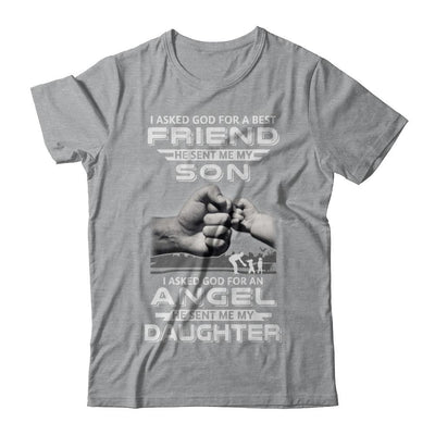 I Asked God For A Best Friend He Sent Me My Son And Angel Daughter-T-Shirt & Hoodie-Classic T-Shirt-Sport Grey