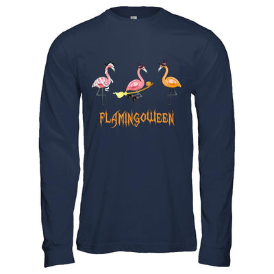Funny Flamingoween Flamingo Halloween Gifts-T-Shirt & Hoodie-Long Sleeve T-Shirt-Navy