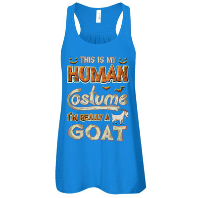 Goat Halloween My Human Costume I'm Really A Goat-T-Shirt & Tank Top-Women's Flowy Racerback Tank-True Royal
