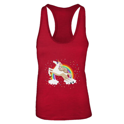 Funny Sloth Riding Unicorn Lover-T-Shirt & Tank Top-Women's Ideal Racerback Tank-Red
