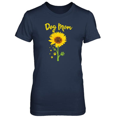Funny Sunflower Dog Mom Paw Lover Mothers Day-T-Shirt & Tank Top-Women's T-Shirt-Navy