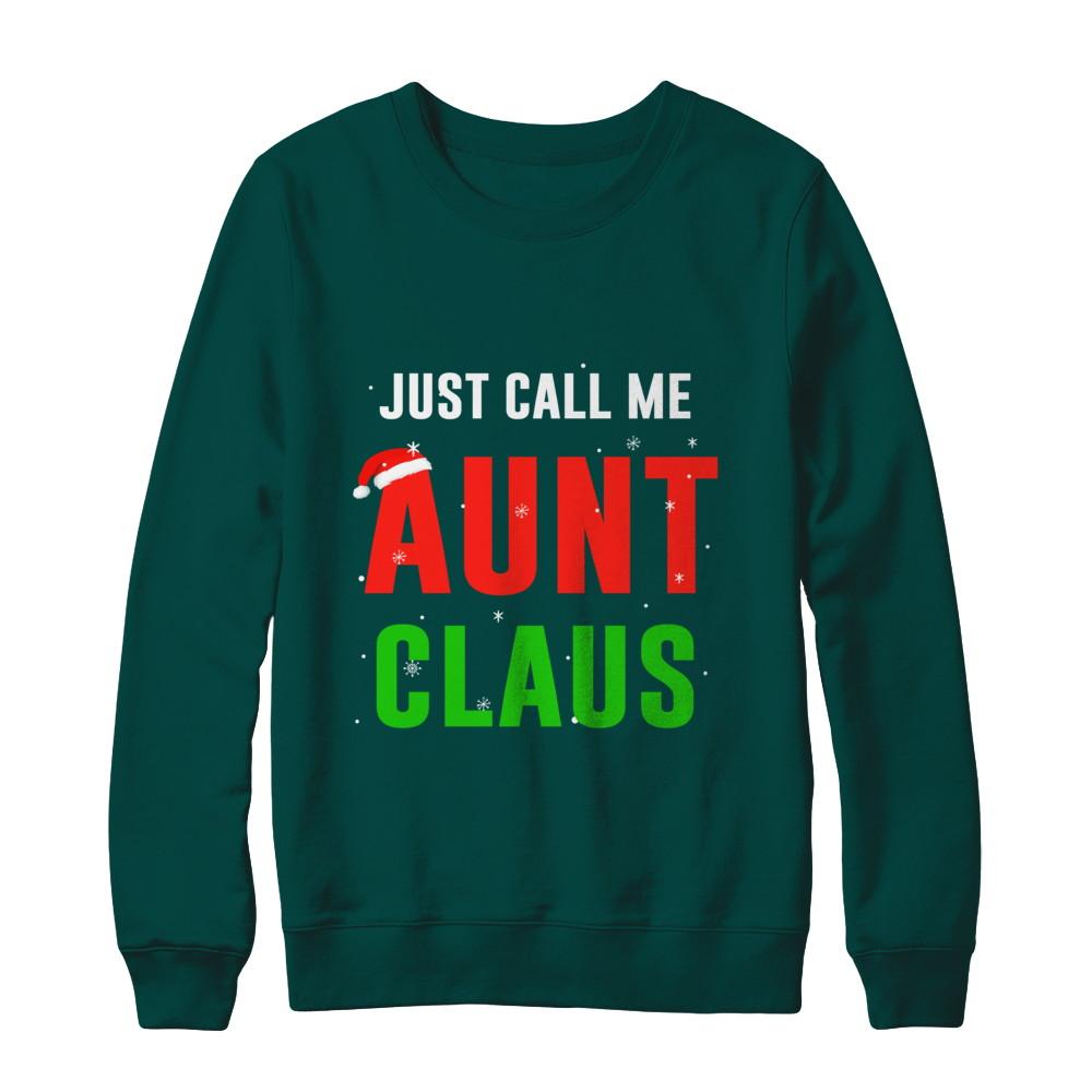 Santa Aunt Claus Matching Family Christmas Pajamas-T-Shirt & Sweatshirt-Crewneck Sweatshirt-Deep Forest