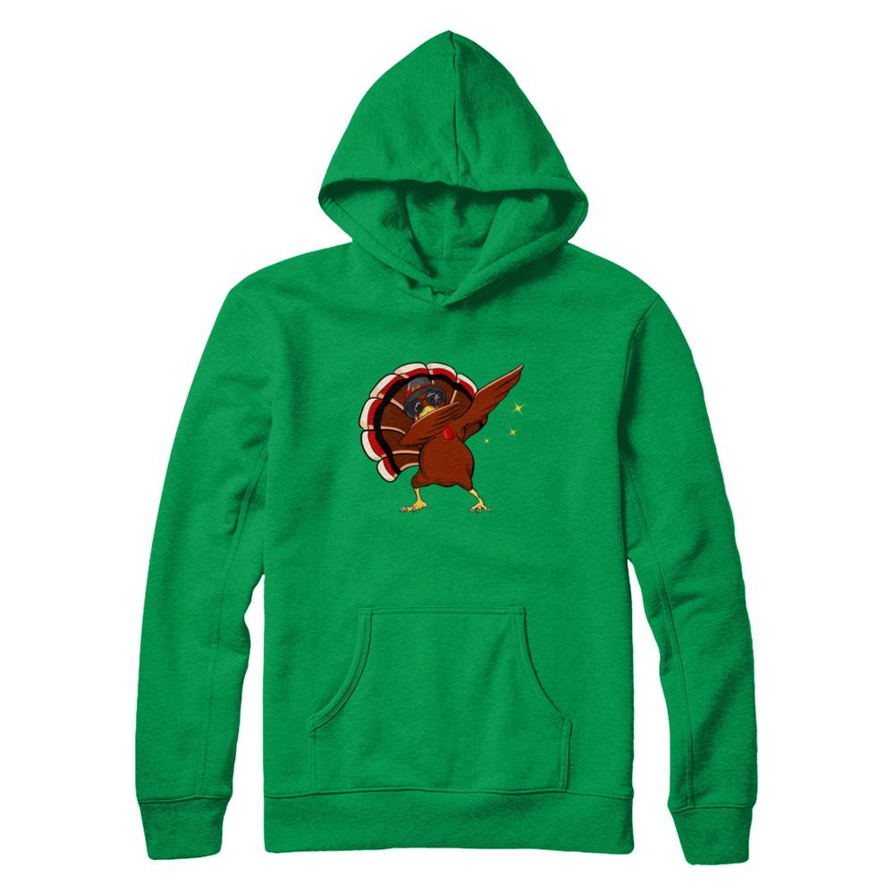 Dabbing Turkey Funny Thanksgiving-T-Shirt & Sweatshirt-Pullover Hoodie-Irish Green