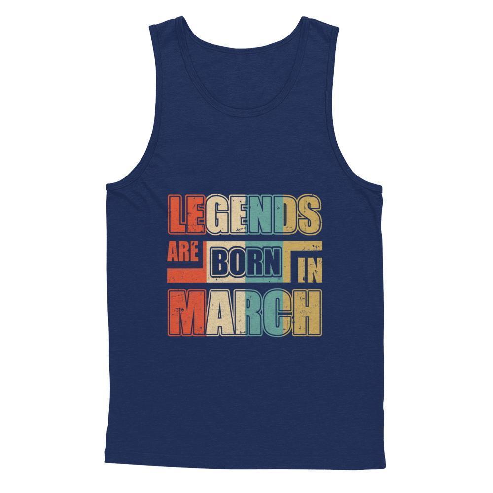 Classic Vintage Legends Are Born In March Birthday-T-Shirt & Hoodie-Unisex Tank-Navy