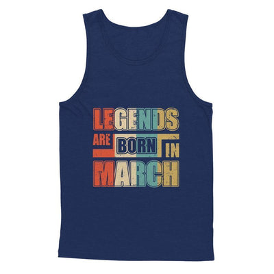 Classic Vintage Legends Are Born In March Birthday-T-Shirt & Hoodie-Unisex Tank-Navy