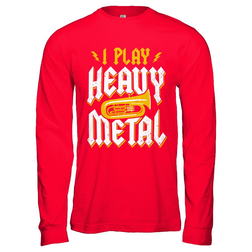 I Play Heavy Metal Tuba Music Player-T-Shirt & Hoodie-Long Sleeve T-Shirt-Red
