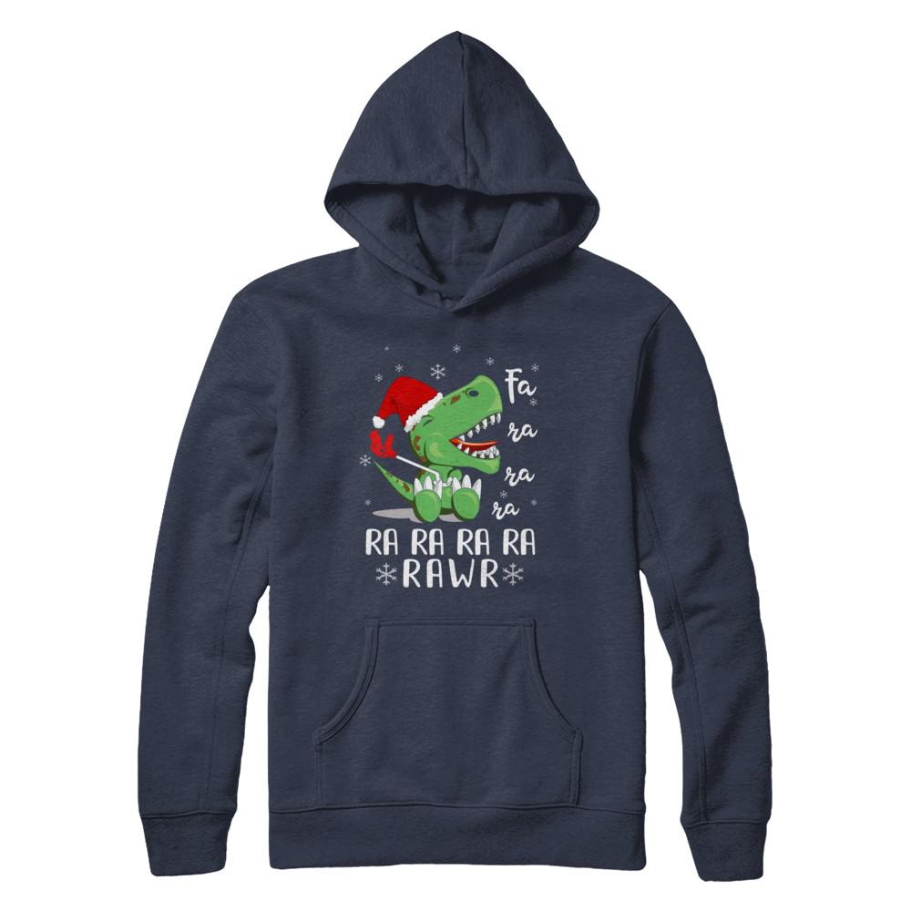 Funny Fa La La Fa Ra Rawr T-Rex Dinosaur Christmas-T-Shirt & Hoodie-Pullover Hoodie-Navy