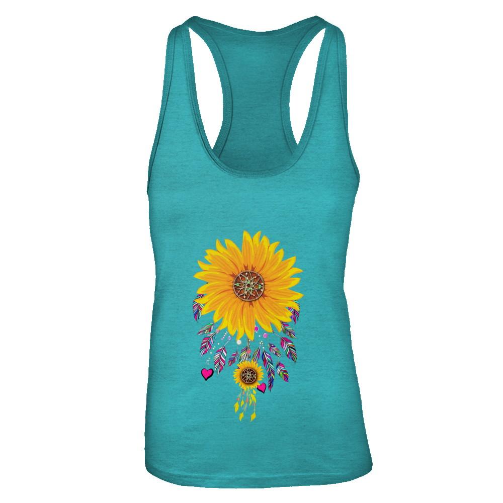 Native Dream Catcher Sunflower-T-Shirt & Tank Top-Women's Ideal Racerback Tank-Tahiti Blue