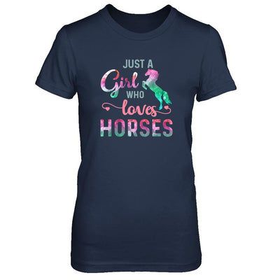 Just A Girl Who Loves Horses Horse Lover-T-Shirt & Tank Top-Women's T-Shirt-Navy