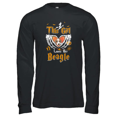 This Girl Love Her Dog Beagle Halloween-T-Shirt & Tank Top-Long Sleeve T-Shirt-Black