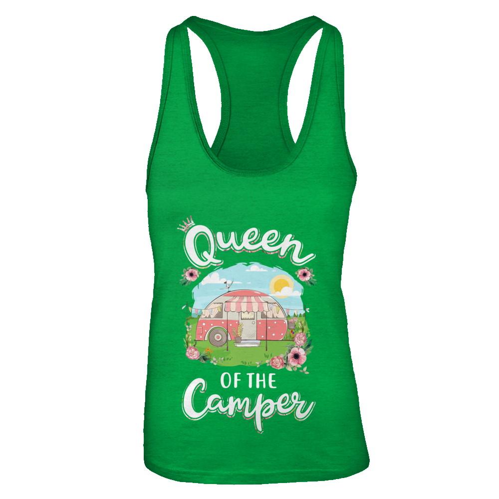 Queen Of The Camper Camping For Women Gift-T-Shirt & Tank Top-Women's Ideal Racerback Tank-Kelly Green