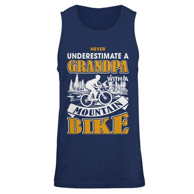 Never Underestimate A Grandpa With A Mountain Bike-T-Shirt & Hoodie-Unisex Tank-Navy