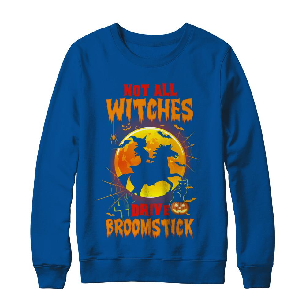Not All Witches Drive Broom Funny Halloween Horse-T-Shirt & Sweatshirt-Crewneck Sweatshirt-Deep Royal