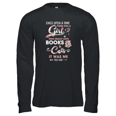 There Was A Girl Who Really Loved Books And Cats-T-Shirt & Tank Top-Long Sleeve T-Shirt-Black