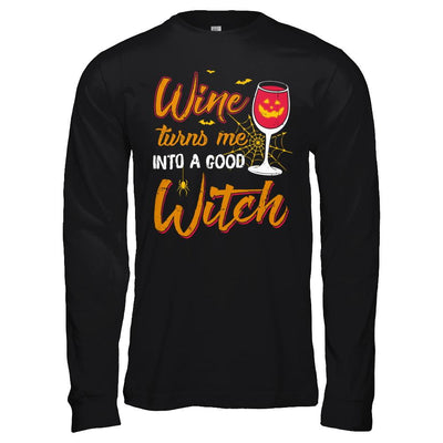 Wine Turns Me Into A Good Witch Halloween-T-Shirt & Hoodie-Long Sleeve T-Shirt-Black