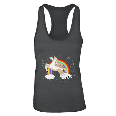 Funny Sloth Riding Unicorn Lover-T-Shirt & Tank Top-Women's Ideal Racerback Tank-Black