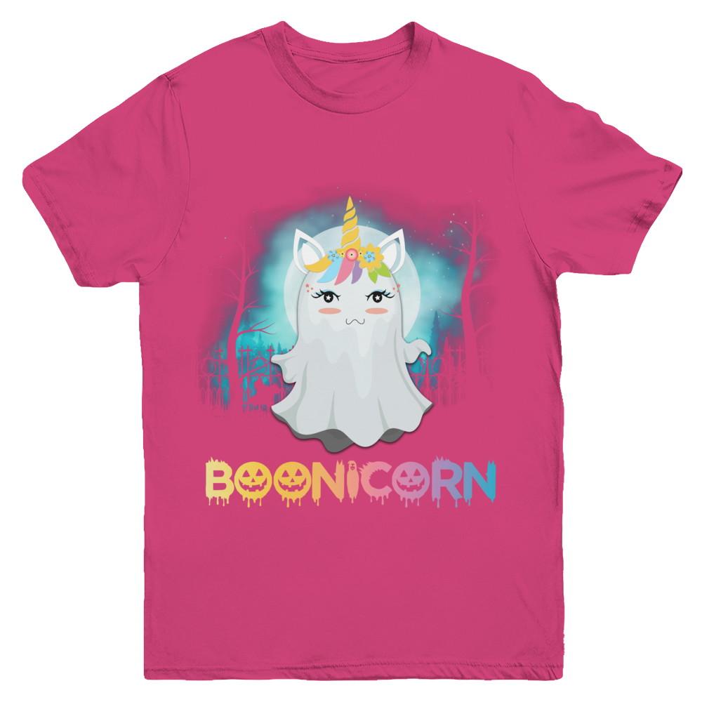 Boonicorn Ghost Unicorn Halloween Girls Youth-Youth Shirt-Youth T-Shirt-Heliconia