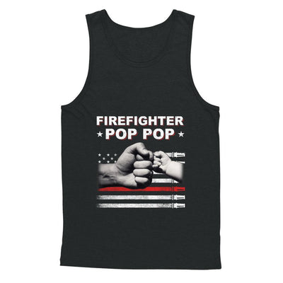 Firefighter Fireman Pop Pop American Flag Fathers Day-T-Shirt & Hoodie-Unisex Tank-Black