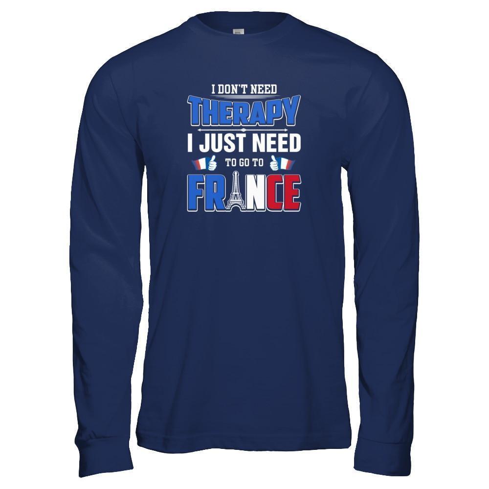 I Don't Need Therapy Love France-T-Shirt & Tank Top-Long Sleeve T-Shirt-Navy