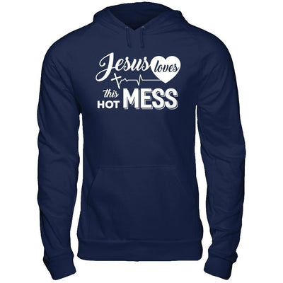 Jesus Loves This Hot Mess-T-Shirt & Hoodie-Pullover Hoodie-Navy
