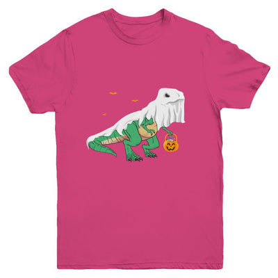 Halloween T Rex Dinosaur Ghost Trick Or Treat Youth-Youth Shirt-Youth T-Shirt-Heliconia