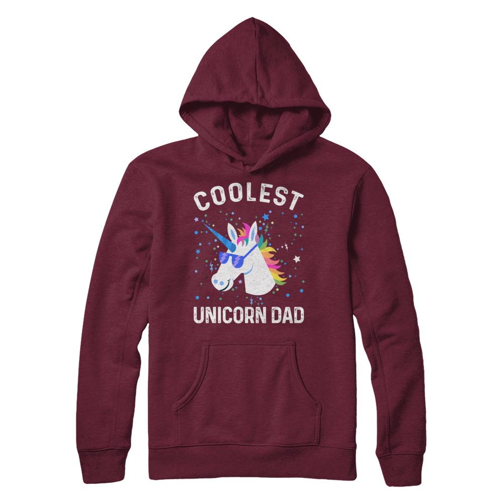 Coolest Unicorn Dad Cute Funny Unicorn Fathers Day-T-Shirt & Hoodie-Hanes - Heavyweight Pullover Hoodie-Maroon