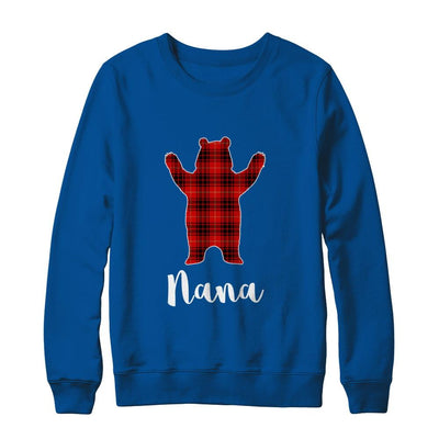 Red Nana Bear Buffalo Plaid Family Christmas Pajamas-T-Shirt & Sweatshirt-Crewneck Sweatshirt-Deep Royal