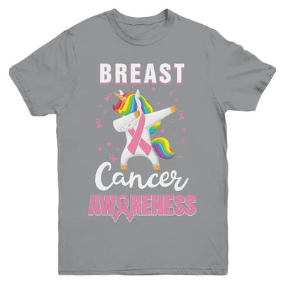 Inspirational Breast Cancer Awareness Unicorn Support Youth-Youth Shirt-Youth T-Shirt-Sport Grey