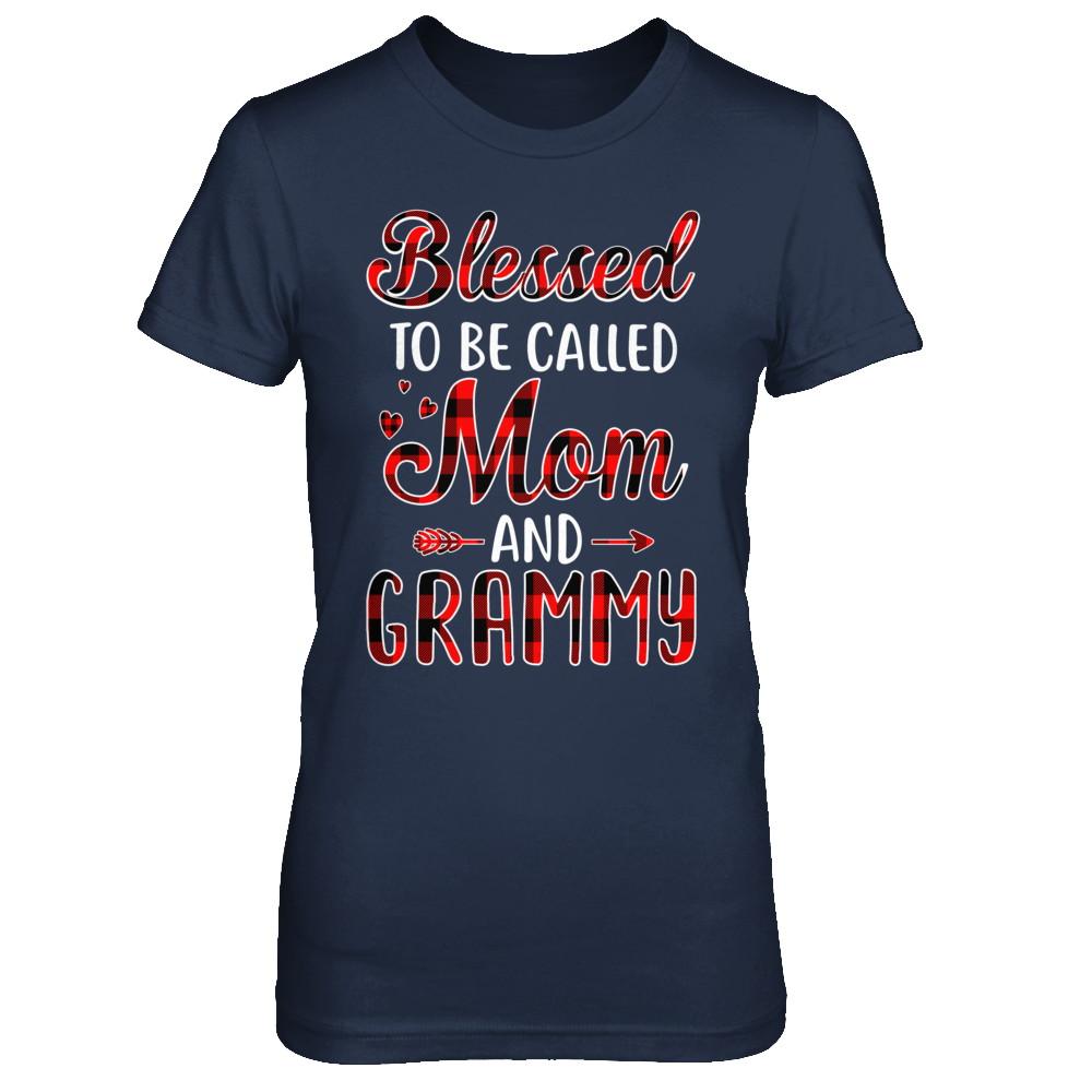 Red Buffalo Plaid Blessed To Be Called Mom And Grammy-T-Shirt & Hoodie-Women's T-Shirt-Navy