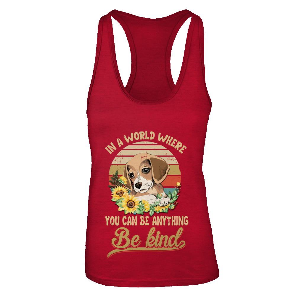 In A World Where You Can Be Anything Be Kind Beagle Sunflow-T-Shirt & Tank Top-Women's Ideal Racerback Tank-Red
