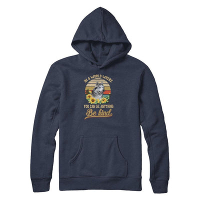 In A World Where You Can Be Anything Be Kind Siberian Husky Sunflow-T-Shirt & Tank Top-Pullover Hoodie-Navy