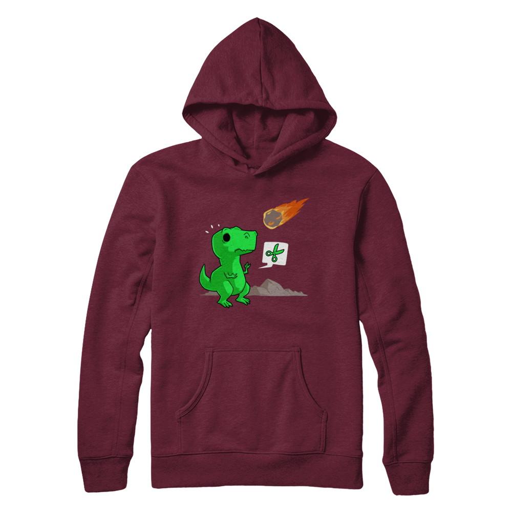 Rock Paper Scissors Funny Dinosaur-T-Shirt & Hoodie-Pullover Hoodie-Maroon