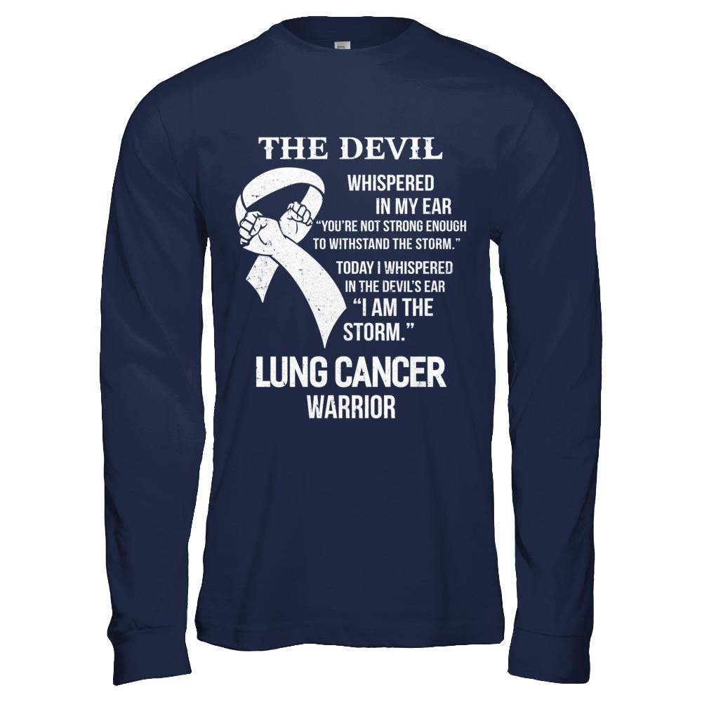I Am The Storm Support Lung Cancer Warrior Gift-T-Shirt & Hoodie-Long Sleeve T-Shirt-Navy