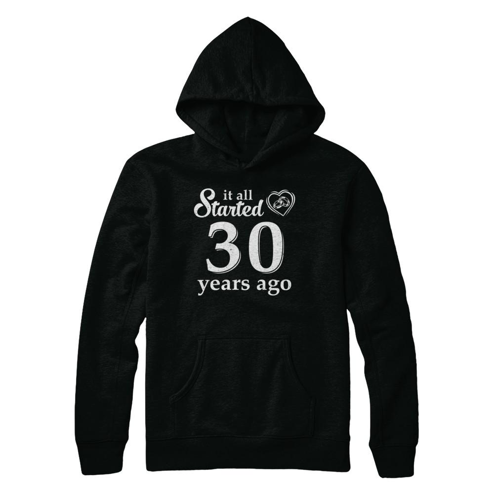 30Th Wedding Anniversary Married Couples 1991 Husband Wife-T-Shirt & Hoodie-Pullover Hoodie-Black