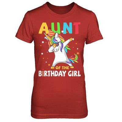 AUNT Of The Birthday Girl Dabbing Unicorn Party-T-Shirt & Hoodie-Women's T-Shirt-Red