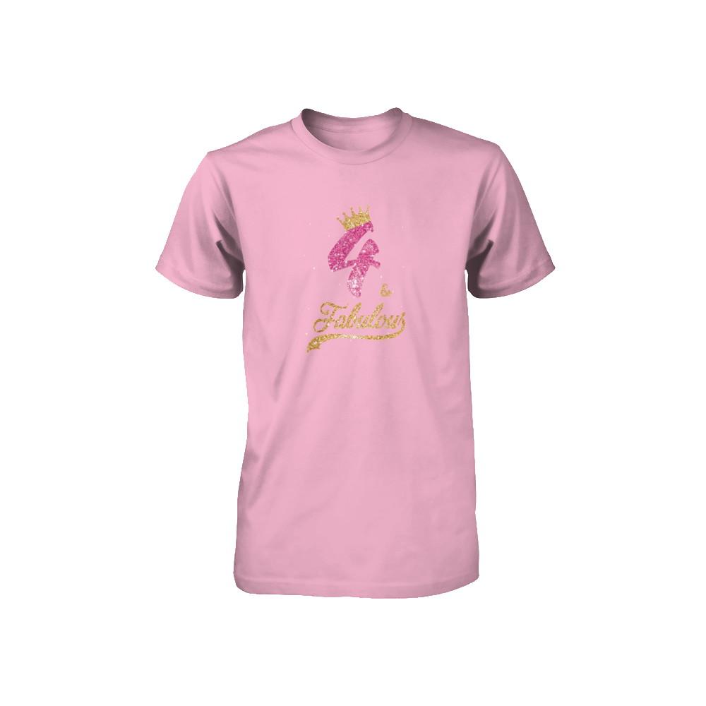 4Th And Fabulous Four Birthday Youth-Youth Shirt-Toddler T-Shirt-Pink