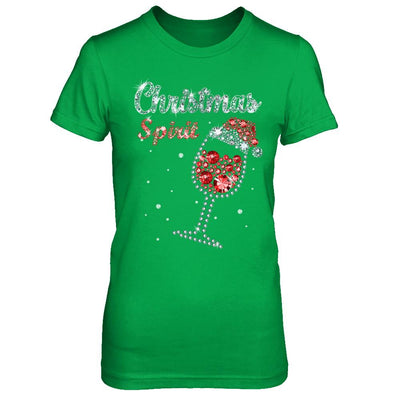 Diamond Christmas Spirit Santa Hat Wine Glass-T-Shirt & Sweatshirt-Women's T-Shirt-Irish Green