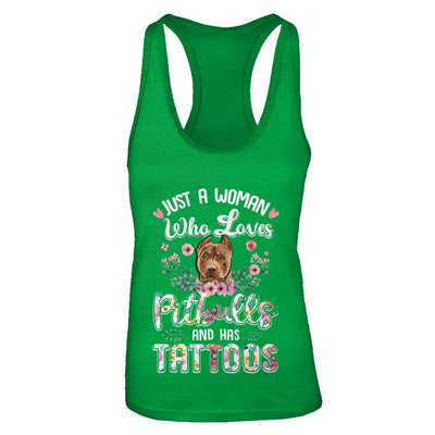 Just A Woman Who Loves Pitbulls And Has Tattoos-T-Shirt & Tank Top-Women's Ideal Racerback Tank-Kelly Green