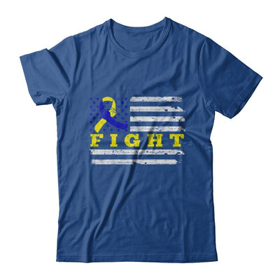 Fight Blue Yellow Ribbon US Flag Down Syndrome Awareness-T-Shirt & Hoodie-Classic T-Shirt-Royal
