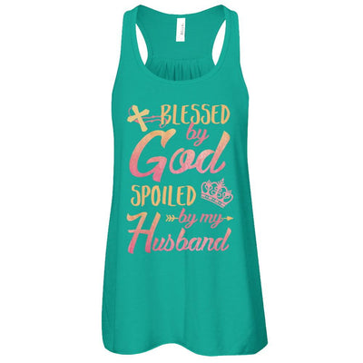 Blessed By God Spoiled By My Husband-T-Shirt & Tank Top-Women's Flowy Racerback Tank-Kelly