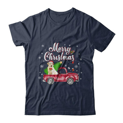 Labrador Retriever Rides Red Truck Christmas Pajama-T-Shirt & Sweatshirt-Classic T-Shirt-Navy