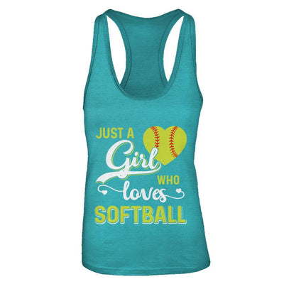 Just A Girl Who Loves Softball-T-Shirt & Tank Top-Women's Ideal Racerback Tank-Tahiti Blue