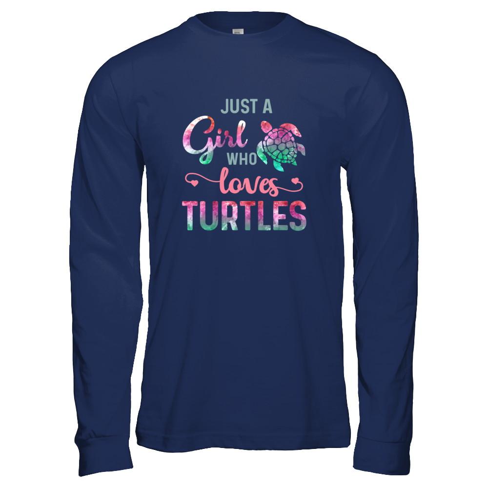 Just A Girl Who Loves Turtles Turtle Lover-T-Shirt & Tank Top-Long Sleeve T-Shirt-Navy