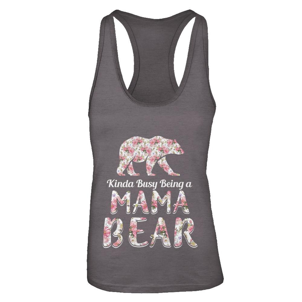 Mama Bear Dinosaur Kinda Busy Being A Mamabear-T-Shirt & Tank Top-Women's Ideal Racerback Tank-Dark Grey